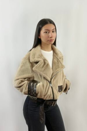 brown faux fur jacket