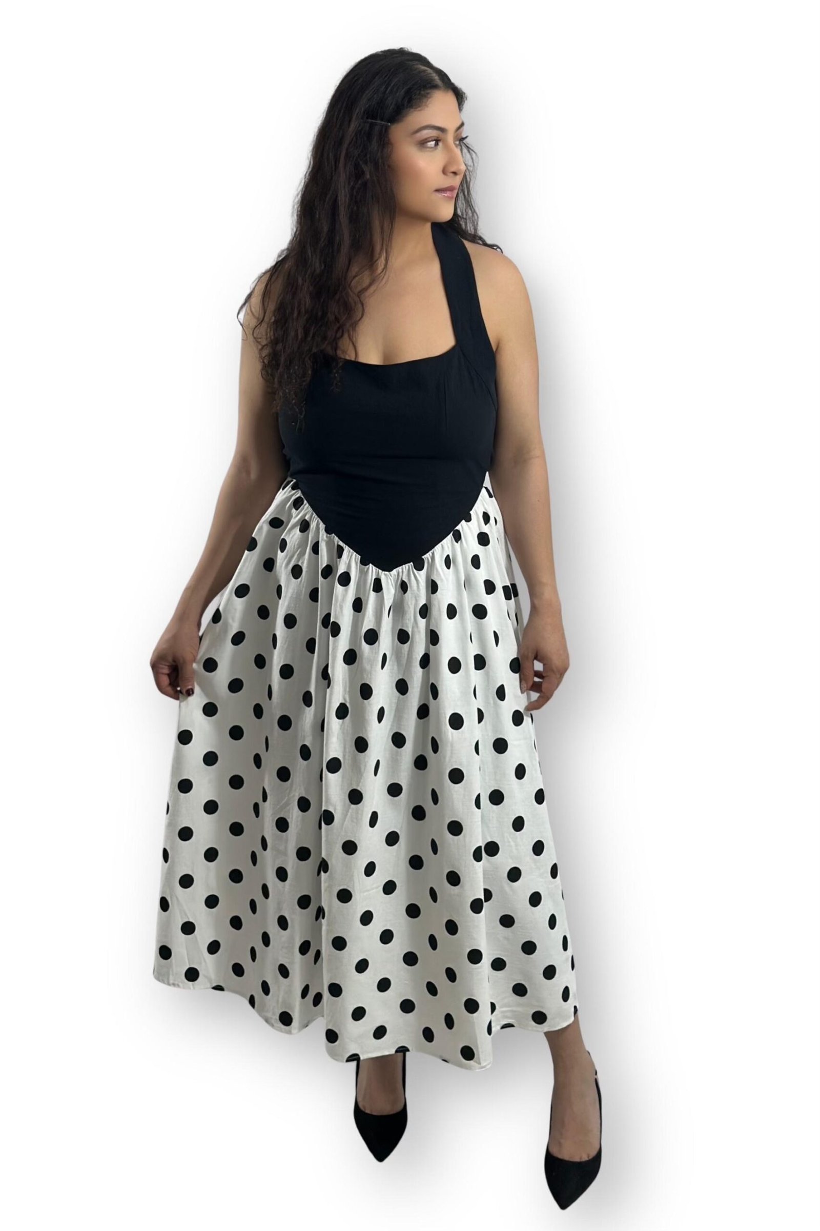 black & white cotton polka dot dress black & white cotton polka dot dress